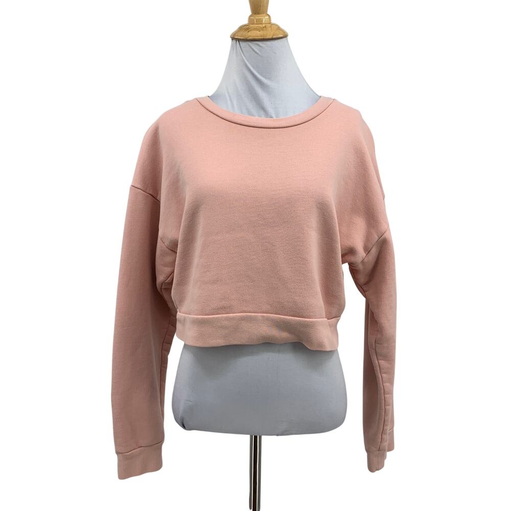 Reformation Sweatshirt Womens XS Peach Organic Cotton Cropped Fleece Lined Boxy